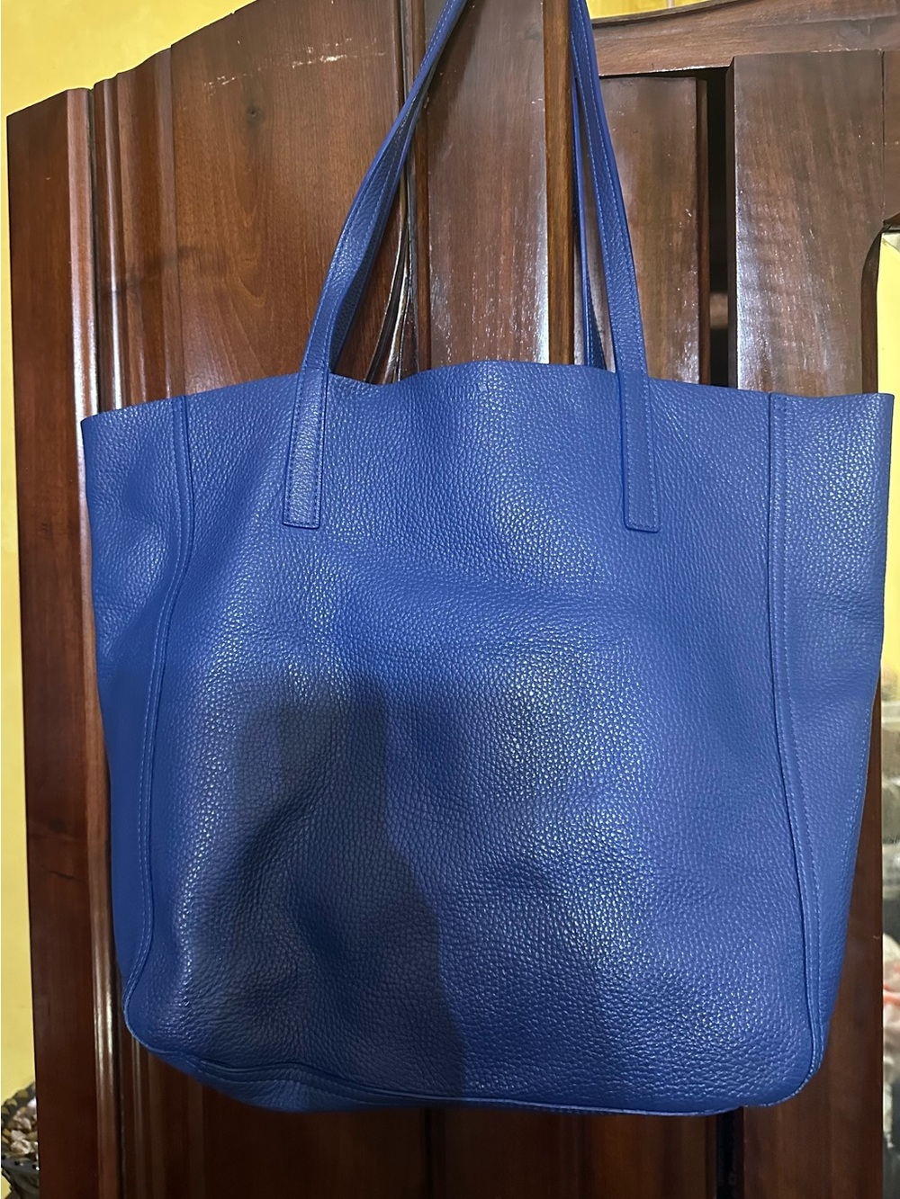 Shinola Detroit Blue Leather Bucket Tote
